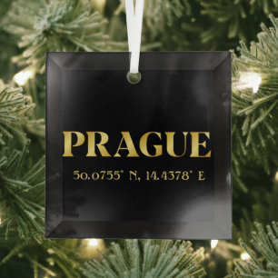 Lux Gold Prague Latitude en lengte Glas Ornament