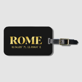 Lux Gold Rome Latitude & lengte Bagagelabel