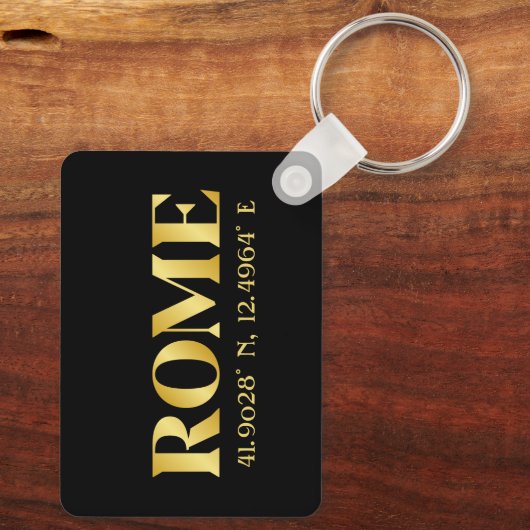 Lux Gold Rome Latitude & lengte Sleutelhanger (Achterkant)