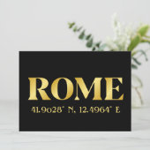 Lux Gold Rome Latitude & Longitude Greeting Kaart (Staand voorkant)
