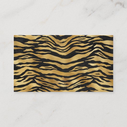 Lux Gold Tiger Print Paw Pet Service Carte de visi (Dos)