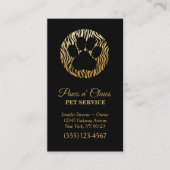 Lux Gold Tiger Print Paw Pet Service Carte de visi (Devant)