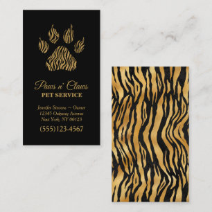 Lux Gold Tiger Print Pet Service Visitekaartje