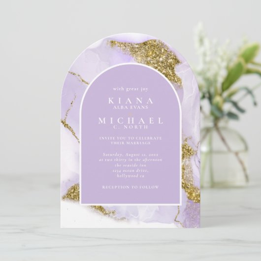 Lux Inkt Lavendel Abstracte Boog ID990 Kaart (Staand voorkant)