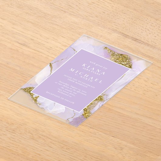 Lux Inktlavendel Abstract ID990 Acryl Uitnodigingen (Laagn)