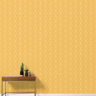 Lux look goudgeel geo patroon behang