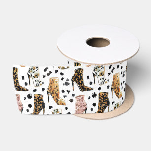 Lux Luipaardprint Hoge Hakken Laarzen Modepatroon Lint