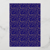 Lux Navy Blue en Gold Heart Engagement Ceremonie Folie Uitnodiging (Achterkant)
