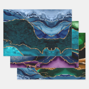 Lux Peacock Agate & Gold Inpakpapier Vel