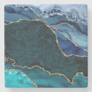 Lux Peacock Agate & Gold Stenen Onderzetter