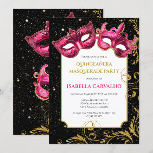 Lux Quinceañera Masquerade Party Kaart