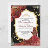 Lux Rood Goud Roze Quinceañera Prinses Kaart (Voorkant)