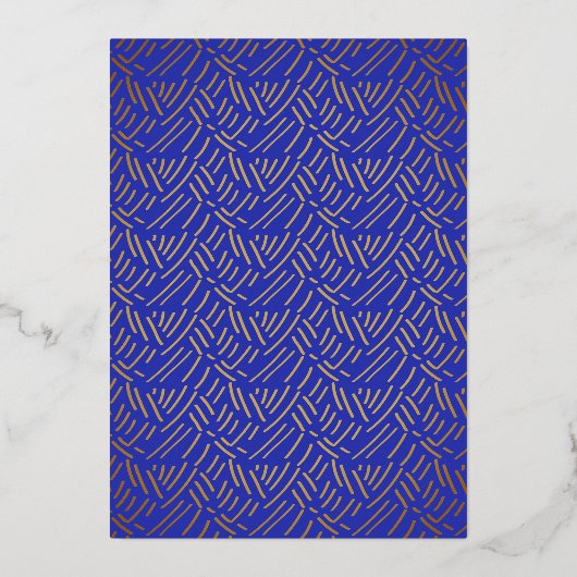 Lux Royal Blue and Gold Heart Commitment Ceremony Folie Uitnodiging (Achterkant)