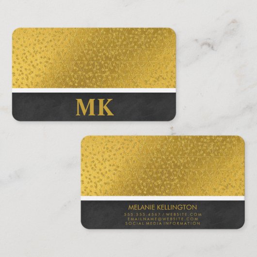 Lux Texture and Gold Speck | Monogram Visitekaartje (Voorkant / Achterkant)