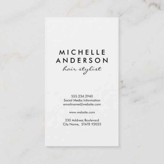 Lux Witte Strepen Chic Zwart Visitekaartje (Achterkant)