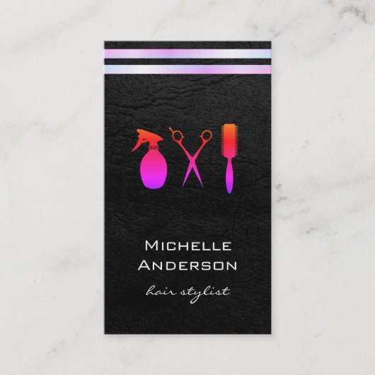 Lux Witte Strepen Chic Zwart Visitekaartje (Voorkant)