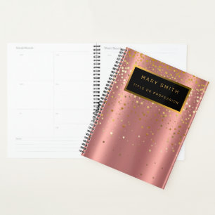 Luxe 2-in1 Glitter Gold Pink Star-Visitekaartje & Planner