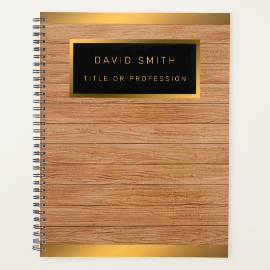 Luxe 2-in1 Gold Wood Modern Visitekaartje & Planner (Voorkant)