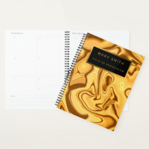 Luxe 2 in 1 Elegant Gold Marble Visitekaartje & Planner
