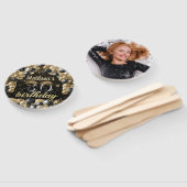 Luxe 30e verjaardag zwarte goudfoto handwaaier (Niet-gemonteerd)