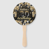 Luxe 30e verjaardag zwarte goudfoto handwaaier (Voorkant)