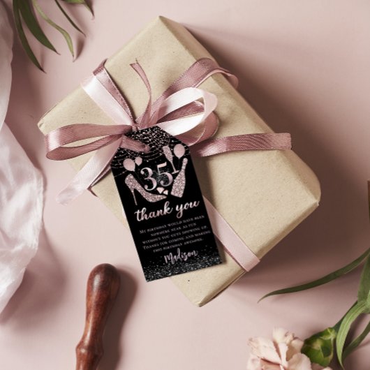 Luxe 35e verjaardag persoonlijke dank cadeaulabel