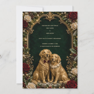 Luxe 3D Goud Golden Retriever Kerstmis Trouw Kaart