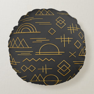 Luxe 3D gouden geëmbosseerd geometrisch patroon Rond Kussen
