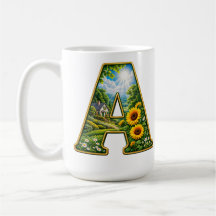 Luxe 3D gouden letter A zonnebloem cottage T-shirt