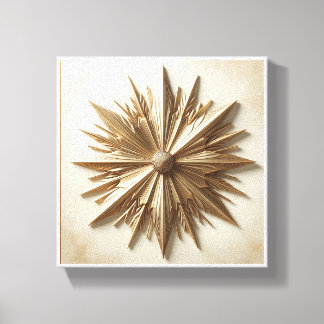Luxe 3D Gouden Zonneuitbarsting Wandkunst - Elegan Canvas Afdruk