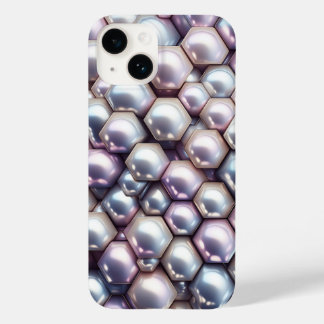 Luxe 3D Iriserende Parel Zeshoek Mozaïek Geometris Case-Mate iPhone 14 Hoesje