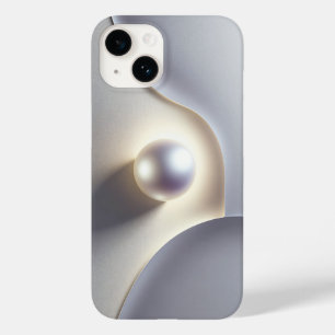Luxe 3D Minimalistische Parel met Zachte Ethische Case-Mate iPhone 14 Hoesje