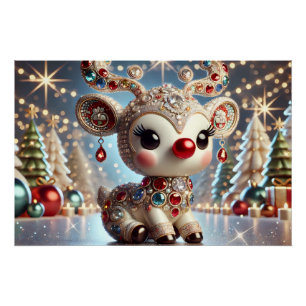 Luxe 3D Render van Rudolph met Meerkleurig Perfect Poster