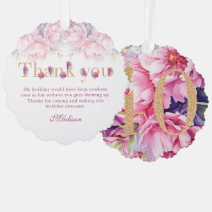 Luxe 40e verjaardag Floral Pink Gold Glitter Ornament Kaart