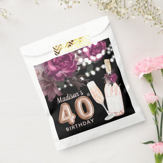 Luxe 40e verjaardag Gepersonaliseerde Roos wijn Bedankzakje (Gezegeld)