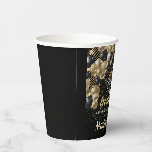 Luxe 40e verjaardag zwart goud op maat papieren bekers (Rechts)