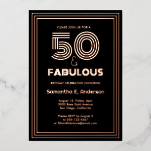 Luxe 50 en fantastische retro 50e verjaardag folie uitnodiging