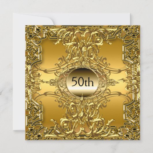 Luxe 50ste verjaardagsfeest goud kaart (Voorkant)