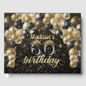 Luxe 60e verjaardag - Gepersonaliseerd zwart goud Gastenboek (Voorkant)