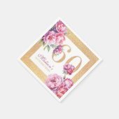 Luxe aangepaste 60e verjaardag roze gouden glitter servet (Hoek)