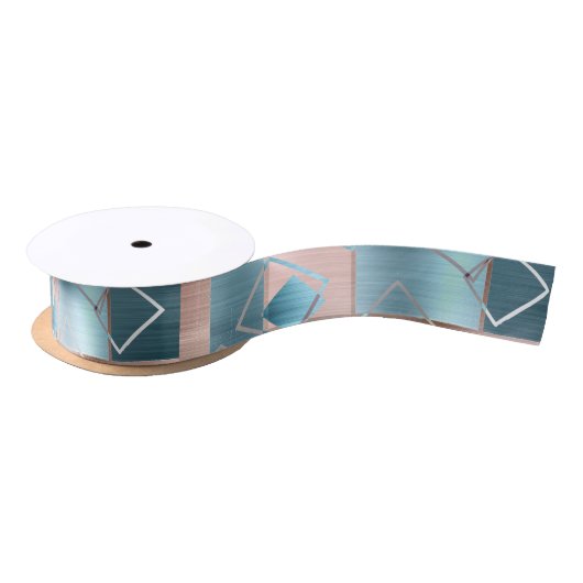 Luxe Abstract | Blush Roos Gold en Blauwgroen geom Lint (Spoel)