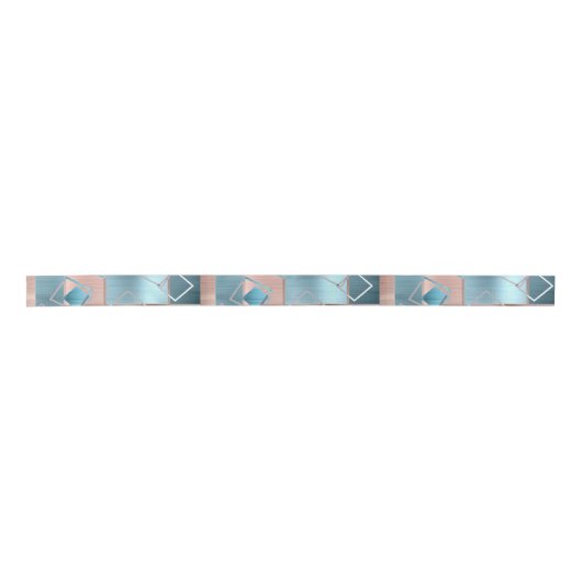 Luxe Abstract | Blush Roos Gold en Blauwgroen geom Lint (Voorkant)