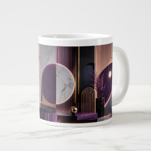 Luxe Abstract Geometrisch Rijk Paars en Goud Extra Grote Beker