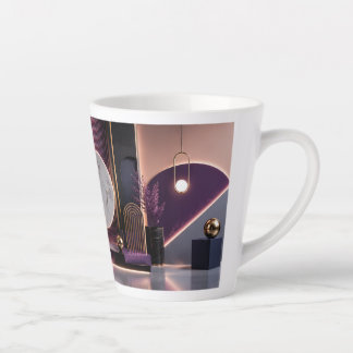 Luxe Abstract Geometrisch Rijk Paars en Goud Latte Mok
