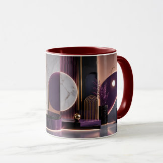 Luxe Abstract Geometrisch Rijk Paars en Goud Mok