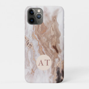 Luxe Abstract Gold Marble Pattern Monogram iPhone 11 Pro Hoesje