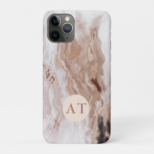 Luxe Abstract Gold Marble Pattern Monogram Case-Mate iPhone Case (Achterkant)