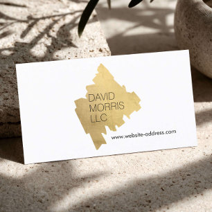 Luxe Abstract Gouden Kwaststreek Logo op Wit Visitekaartje