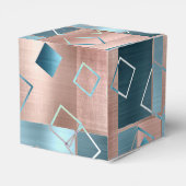Luxe Abstract | Koper Roze Goud en Turquoise Vorme Bedankdoosjes (Achterkant)
