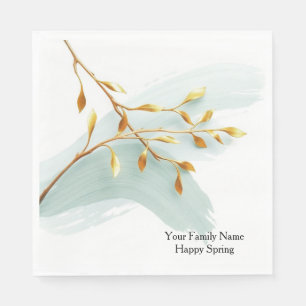 Luxe Abstract Salie Groen Gouden Blad Wilgen Tak Servet